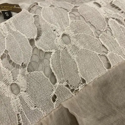 H Trend Italy Silk Lace Blouse S Beige Brown
