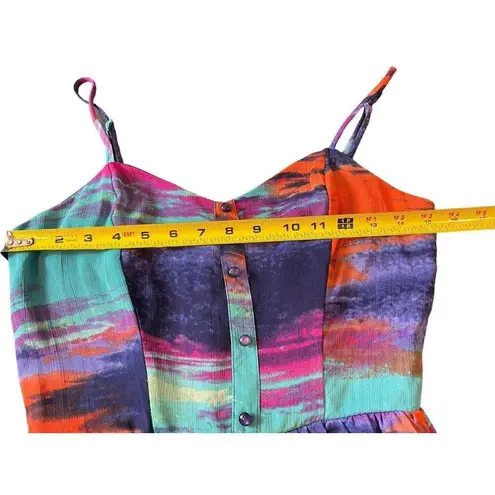 Triple Heart High Low Midi Sleeveless Tie Dye Flowy Dress S boho