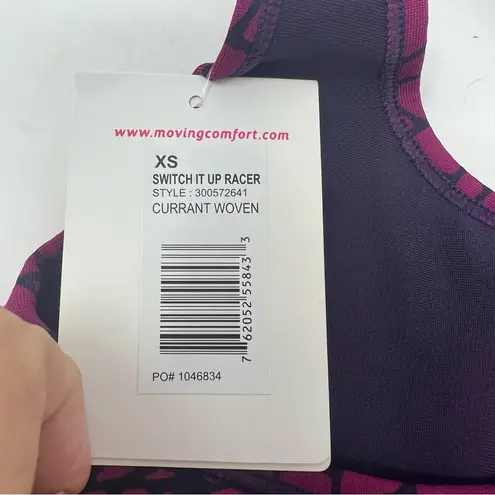 Moving Comfort Switch it up Racer sports bra in Currant Woven size XS NWT - Image 5