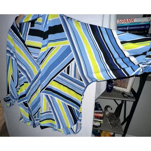 Ashley Stewart Striped Tunic Top Sz 22 Career Office Siren Maximalist Art Deco