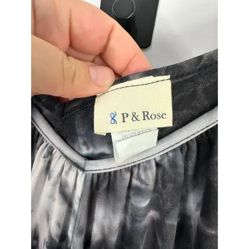 P & Rose Jumpsuit Small Black White Tie Dye Wide Leg Pockets Boho Festival Beach