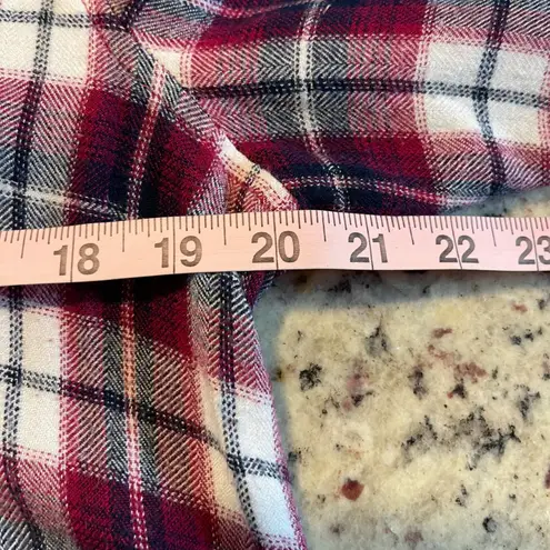 beachlunchlounge Collection Plaid Button Down Shirt Burgundy White Navy Size L