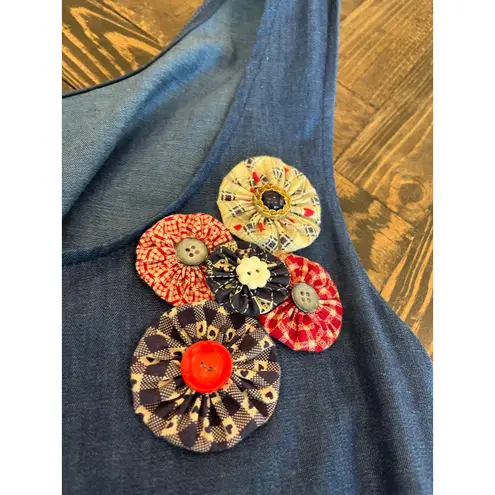 Western Designs Cowgirl Dress Women Medium Granny Rodeo Cottage Adjustable Notes Blue