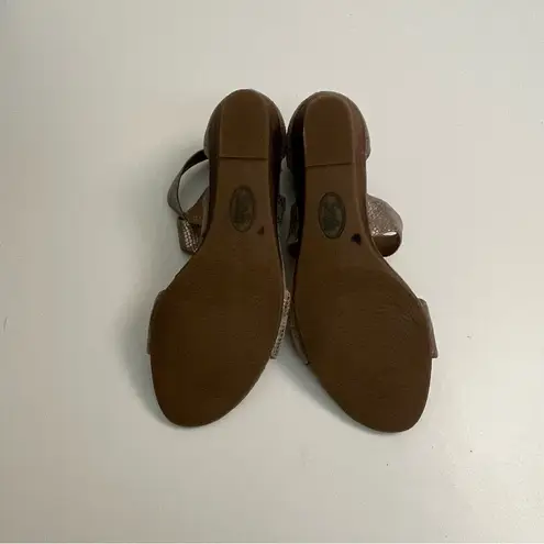 Sofft Sandals Mauldin Wedge Criss Cross Straps Reptile Comfort Pewter Gold Size 7