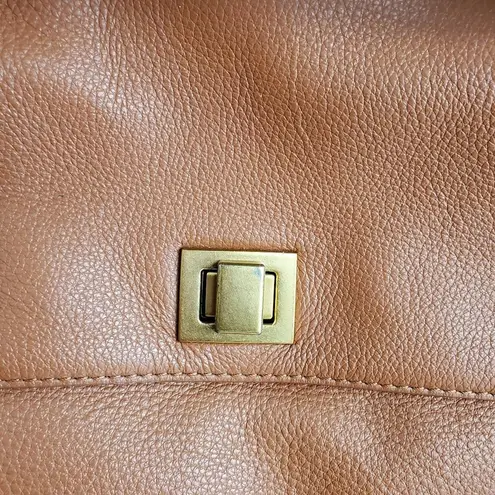 Badgley Mischka Brown Satchel Turnkey Clasp Purse