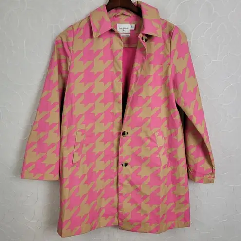 Isaac Mizrahi Target 20th Anniversary Womens Trench Coat XS Pink Tan Houndstooth