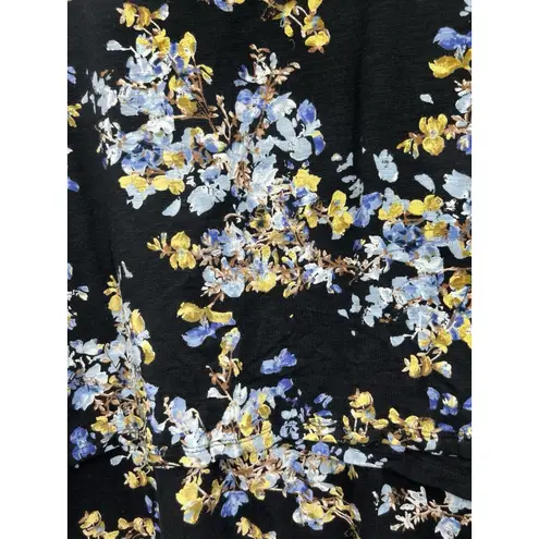 J Jill Shirt Womens Long Sleeve Floral Layered Tunic Top Black Size Small