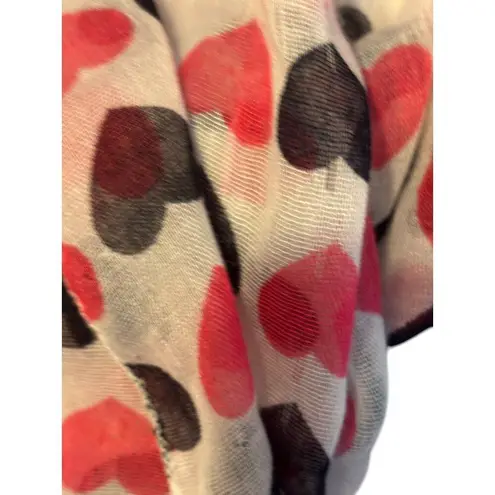 Heart Print Womens Polyester Scarf In Pink & Black With Lightweight Design