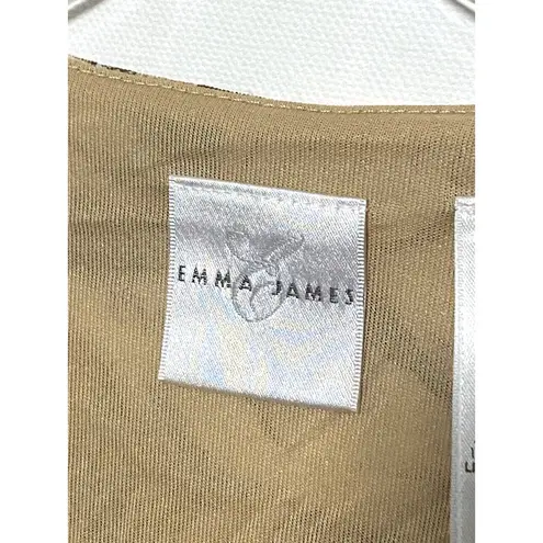 Emma James V Neck Blouse Sequins Lace Shirt Floral Brown Tan Womens S Stretch