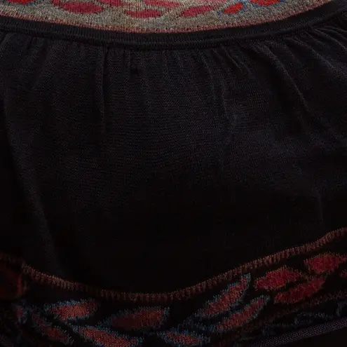 Peruvian Connection Black Cotton Geometric Andean Bodycon Dress - S