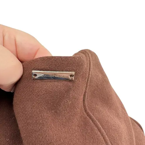 Maniere De Voir Cropped Hoodie Sweatshirt Cotton Brown Tracksuit Size 8