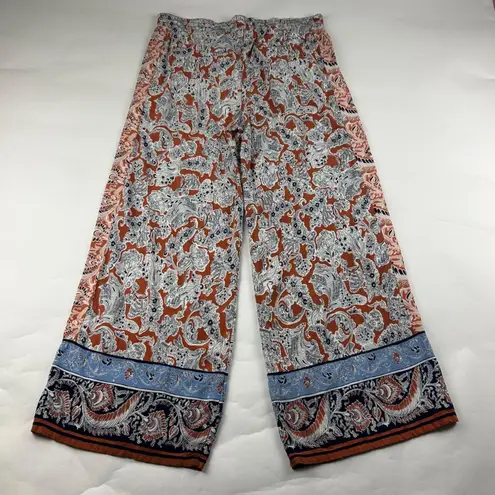 Hei Hei Printed Wide Leg Summer Weight Wide Leg Pant L Orange Size L