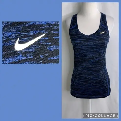 Nike  Dri Fit Blue & Black Athletic Exercise Running Razorback Tank XS