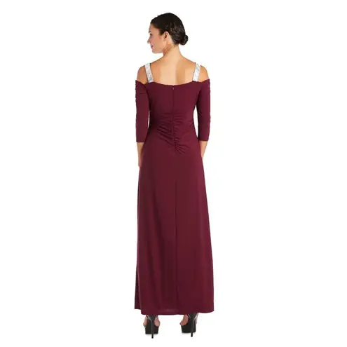 R & M Richards NEW Cold Shoulder Rhinestone Long Formal Dress 5659 Merlot Size 20W