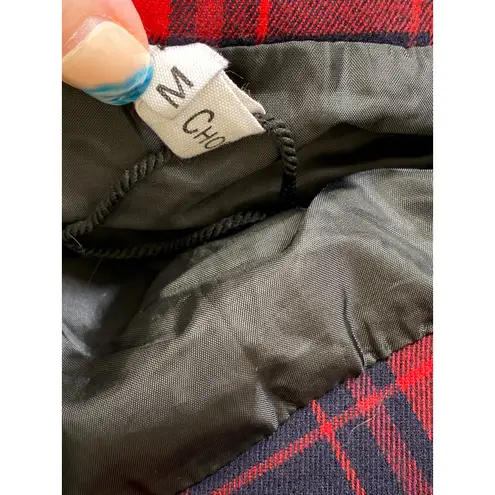 Schoolgirl Wicked Scholar Plaid Pleated Micro Mini Bow Skirt Sz M Wool Blend Red Size M