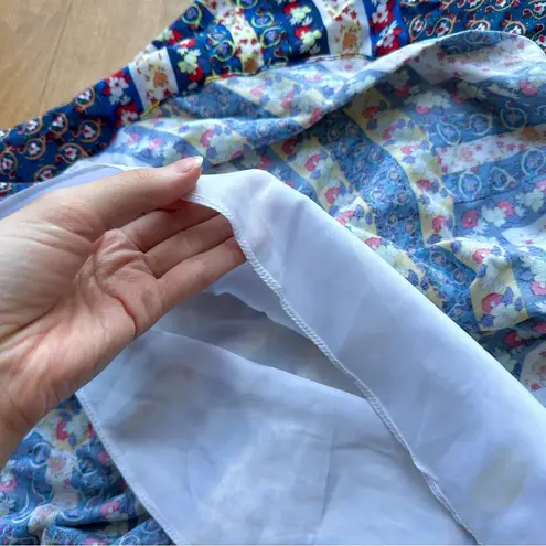 roberio sampaio Halter Mixed Paisley Print Kitschy Floral Dress, Size Medium Blue