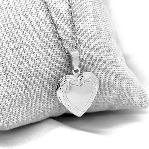Silver Heart Locket Necklace