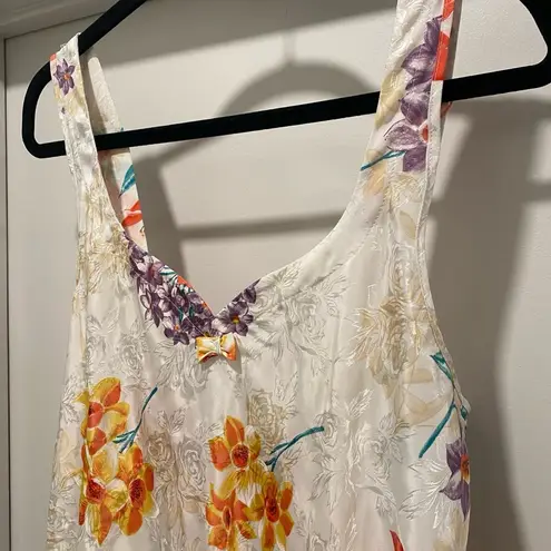 VTG 90s 80s Expressions Ivory White Floral Bathrobe Robe & Cami Mini Slip Dress Size M