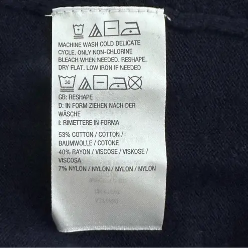 Susan Graver Striped Cotton Rayon Nylon Sweater Navy Amber Size Small Pre-owned