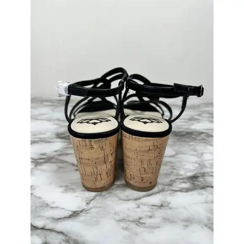 Fergalicious Mimic Women's Wedge Sandals Size 6.5 Black Rhinestone NEW