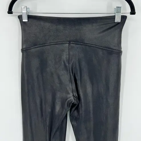 Spanx  Faux Leather Leggings Shapewear High Waist Full Length Black Shine Medium