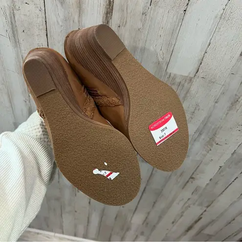 Caslon NWOT Brown Wedge Heel Ankle Boots Leather Size 6.5 Medium