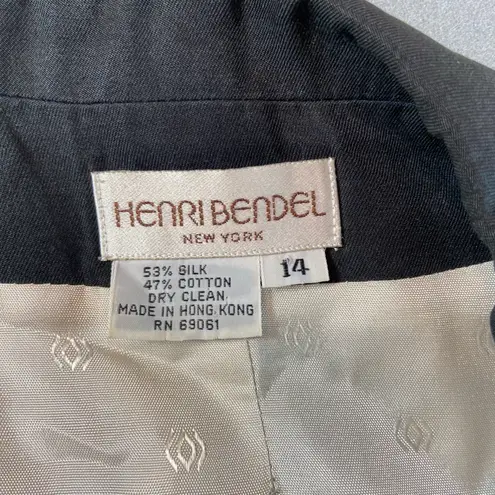 Henri Bendel Silk Black womens Jacket 2 Buttons Size 14