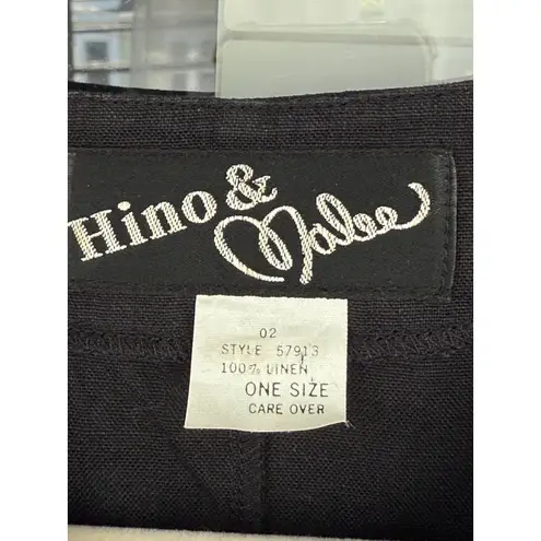 VTG Hino & Malee Linen Button Down Top Oversized Boxy Jacket One Size Black Size M