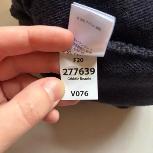 Outdoor Research Women's Griddle Beanie Wool Blue Geomteric Pattern with Pom Pom