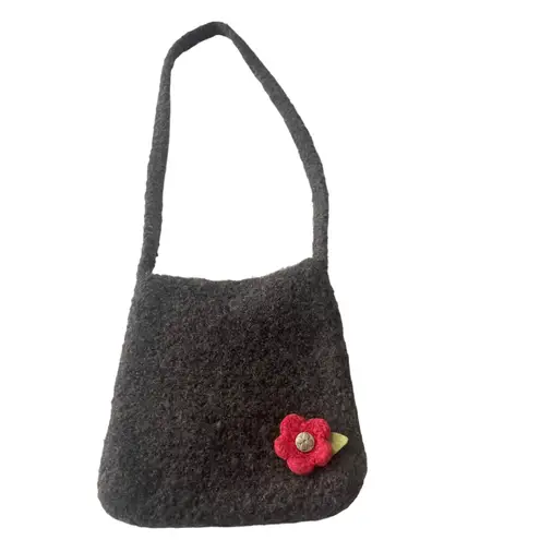 Grey Wool Hippie Boho Outdoor Side Shoulder Purse Bag Gray