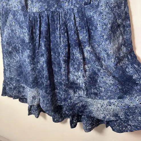 Eyelet Tiered Skirt Womens Blue Midnight Tie Dye Mini Boho Westerncore Lagen M Size M