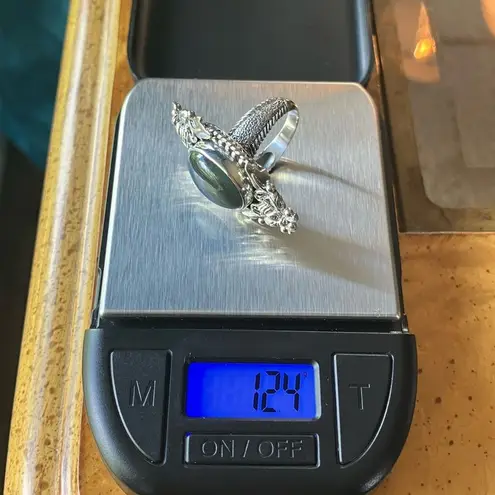 Natural Labradorite Sterling Silver Bumblebee Ring Size 7