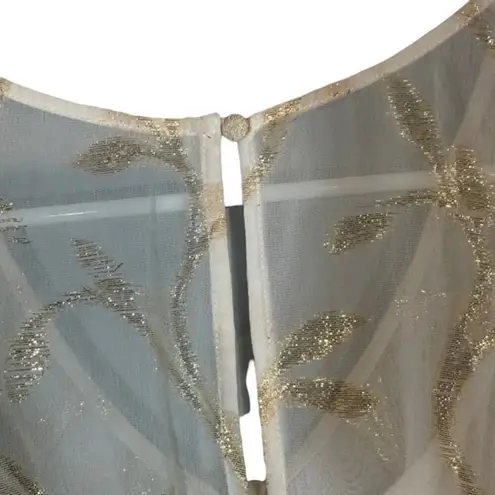 The Addison Story Anthro Cream & Gold Sleeveless Peplum Blouse Women Sz S