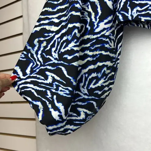 Live 4 Truth ANIMAL PRINT BALLOON PUFF LONG SLEEVES CROPPED BLOUSE Sz Large SMOCKED WAIST