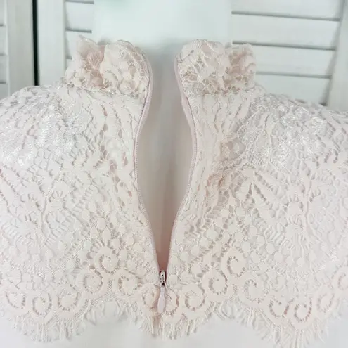 Bedford Fair Lace Sleeve Mock Neck Shirt Pink Large Tee Coquette Victorian Soft