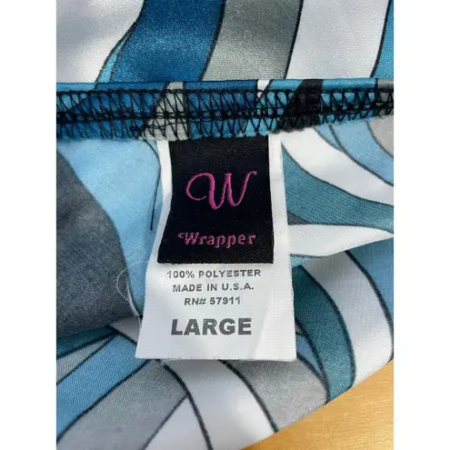 Wrapper Y2K Skirt Large Blue Satin Indie Abstract Flare Retro Glam Festival
