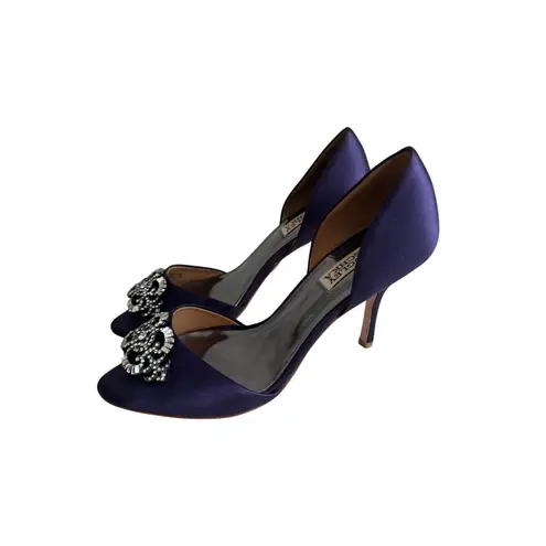 Badgley Mischka Salsa Royal Purple Plum Satin Heels Size 8