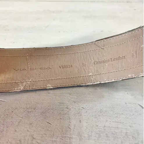 via spiga Genuine Leather Tiger Striped Adjustable Waist Belt Beige/Black Small