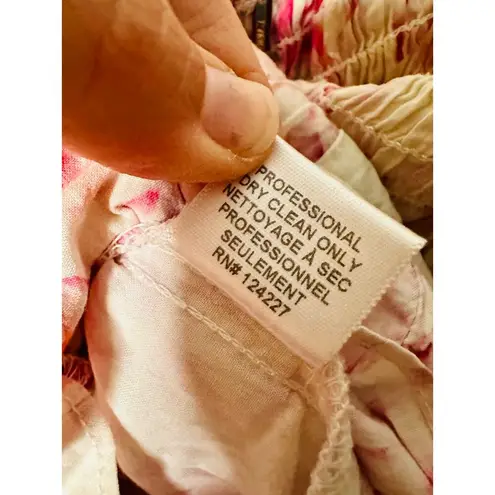 Misa Dina Pink Abstract Rose Floral Off Shoulder Mini Dress Size Extra Small