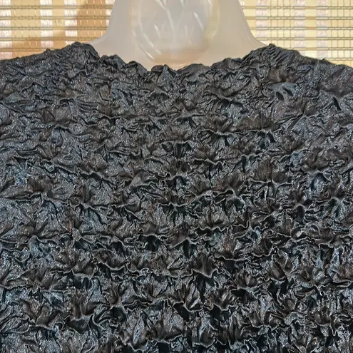 Vintage No Tags at All Black Cropped Silk Feel Stretchy Ruffled Short Sleeve Top Size undefined