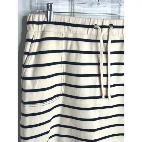 J. McLaughlin Pull On Striped Cotton Knit Mini Skirt Navy White Large Preppy