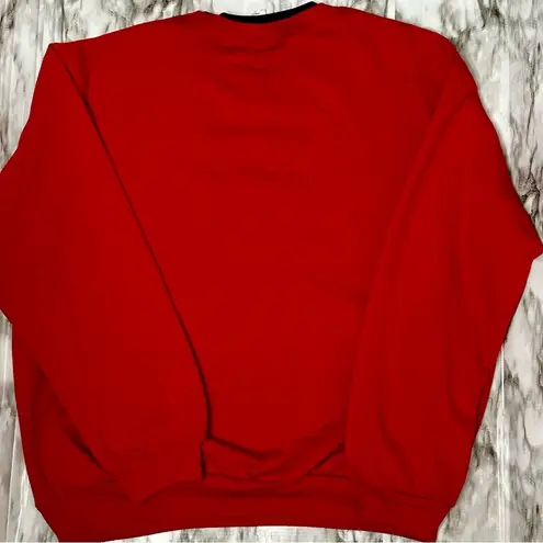 Merry Christmas Tree Embroidered Appliqué Santa Bears Women Sz L Red Sweatshirt Size L