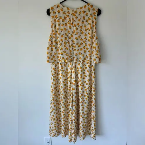MVN The Label Riley Floral Orange Jumpsuit Vacation Summer Resort Beach Garden White Size XL