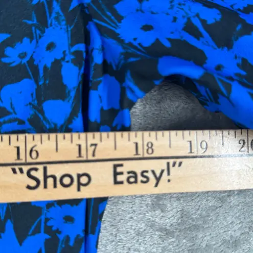 Tahari Dress Dark Floral Print Shirt Dress Small Belt Blue Black Career Casual