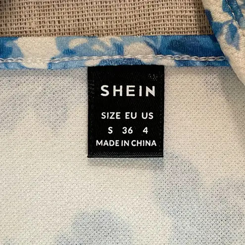 SheIn  Blue and White Floral Corset Top - Small