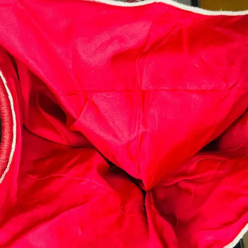 CRABTREE & EVELYN Red White Striped Wrapped Circular Handles Beach Tote Hand Bag