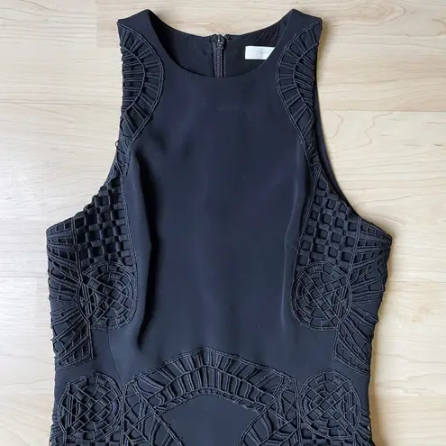 Jonathan Simkhai black macrame lace scalloped hem fit and flare dress size 2 XS