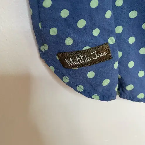 Matilda Jane Lets Get Lost Tunic XS Polka Dot Striped Roll Tab Scoop Neck Casual