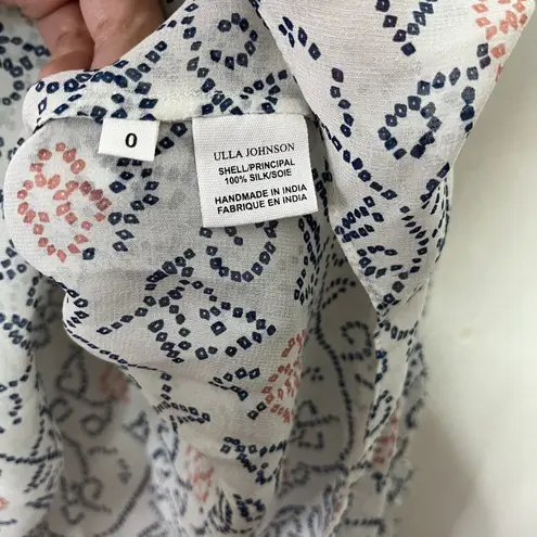 Ulla Johnson New Dunia Silk Blouse Women’s Size 0 Cold Shoulder Floral Ruffle