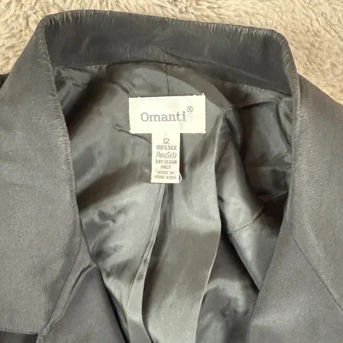 Omanti Silk Blazer Business Career Button Front Jacket Black Size 12